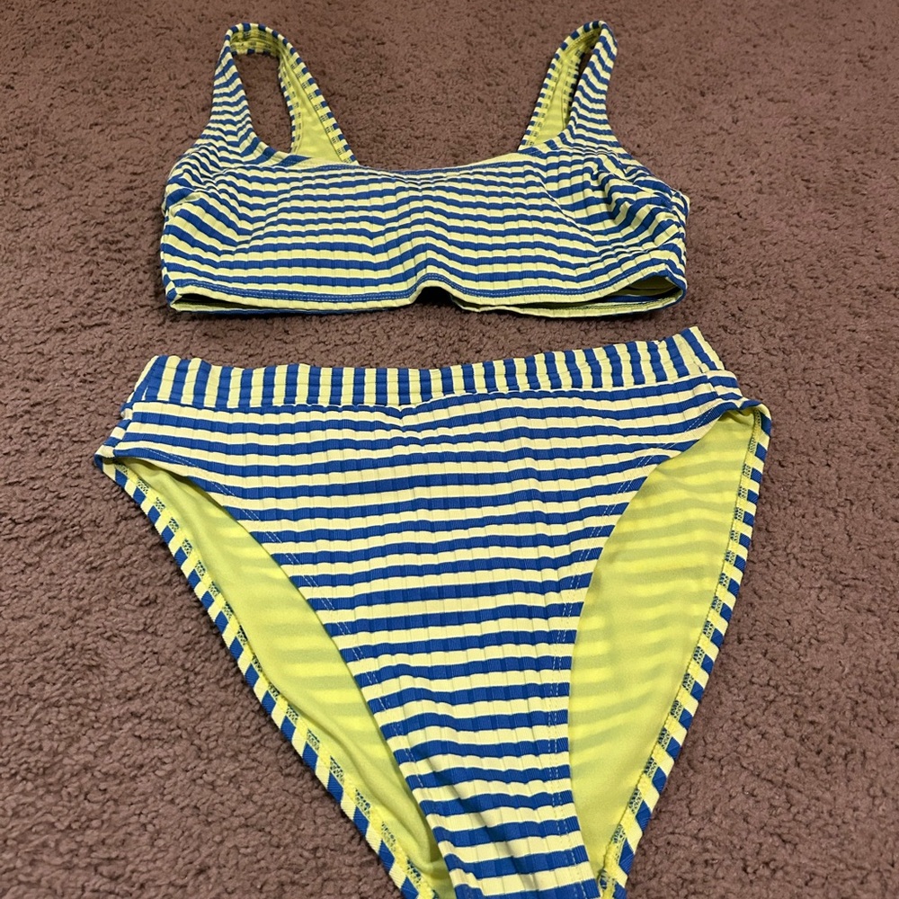 Xhilaration Blue and Yellow Striped Bikini